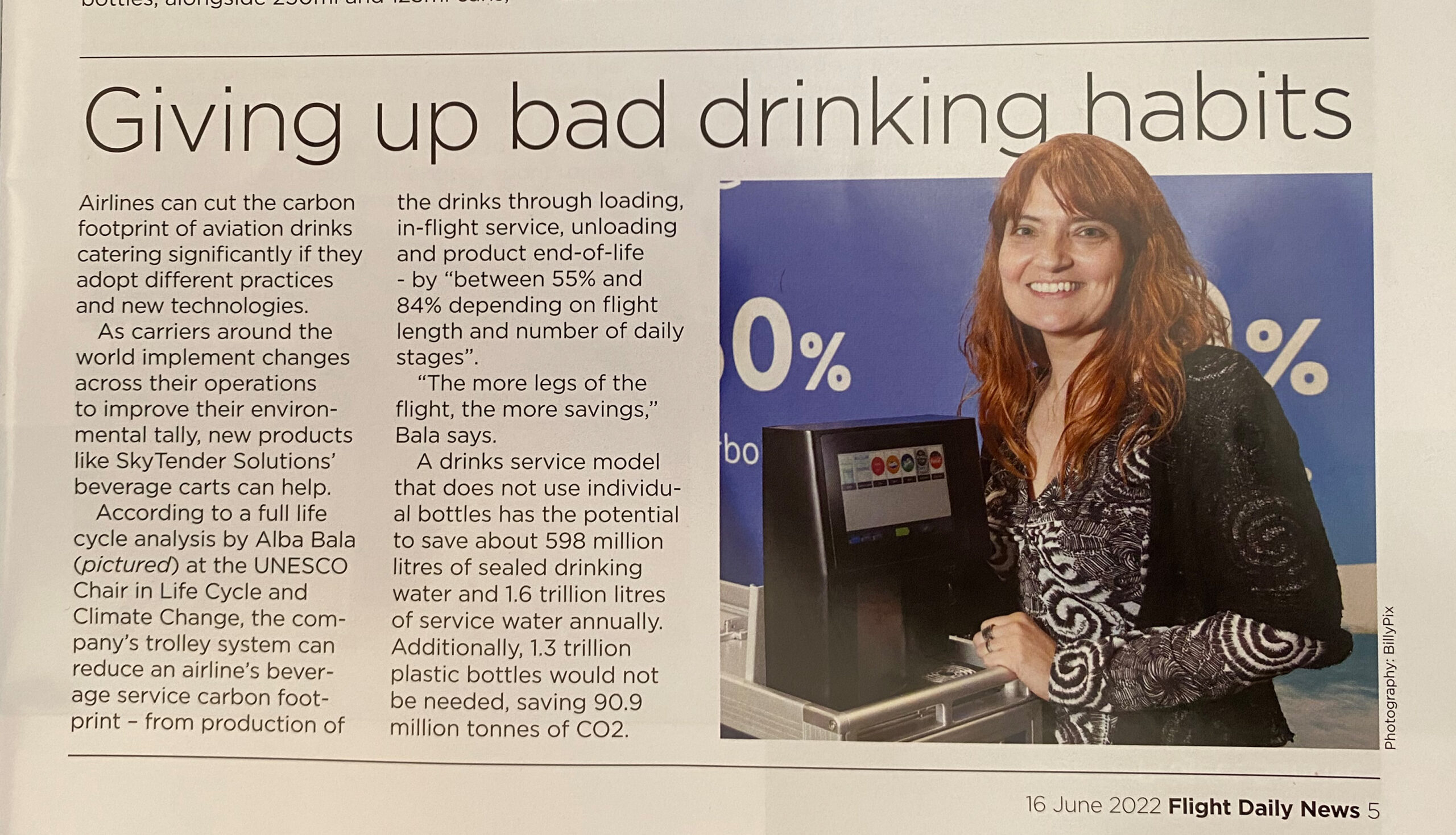 Flight Global on SkyTender & UNESCO Life Cycle Analysis: Giving up bad drinking habits